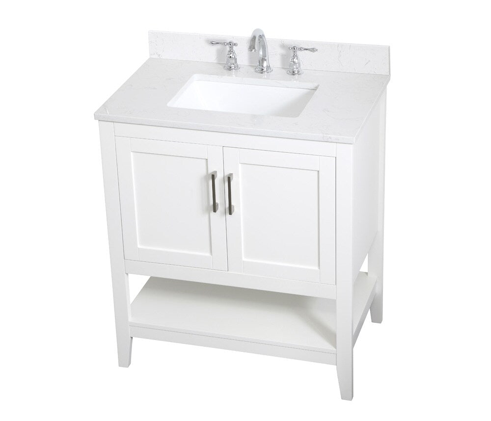 Elegant Furniture & Lighting - Aubrey 30 inch Single Bathroom Vanity in White with Backsplash - VF16030WH-BS veiw 14