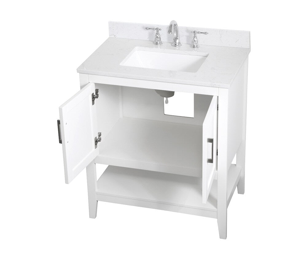 Elegant Furniture & Lighting - Aubrey 30 inch Single Bathroom Vanity in White with Backsplash - VF16030WH-BS veiw 15