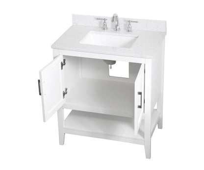 Elegant Furniture & Lighting - Aubrey 30 inch Single Bathroom Vanity in White with Backsplash - VF16030WH-BS veiw 15