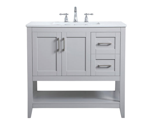 Elegant Furniture & Lighting - Aubrey 36 inch Single Bathroom Vanity in Grey - VF16036GR veiw 1
