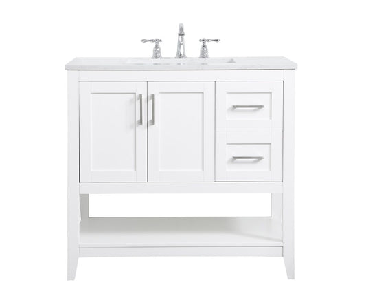 Elegant Furniture & Lighting - Aubrey 36 inch Single Bathroom Vanity in White - VF16036WH veiw 1