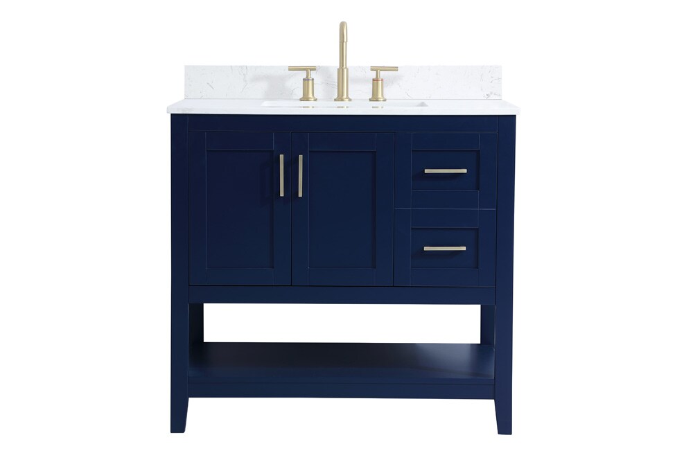 Elegant Furniture & Lighting - Aubrey 36 inch Single Bathroom Vanity in Blue with Backsplash - VF16036BL-BS veiw 1
