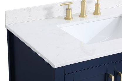 Elegant Furniture & Lighting - Aubrey 36 inch Single Bathroom Vanity in Blue with Backsplash - VF16036BL-BS veiw 3