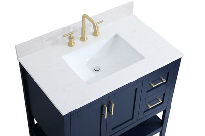 Elegant Furniture & Lighting - Aubrey 36 inch Single Bathroom Vanity in Blue with Backsplash - VF16036BL-BS veiw 4
