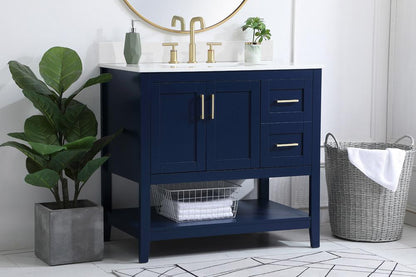 Elegant Furniture & Lighting - Aubrey 36 inch Single Bathroom Vanity in Blue with Backsplash - VF16036BL-BS veiw 8