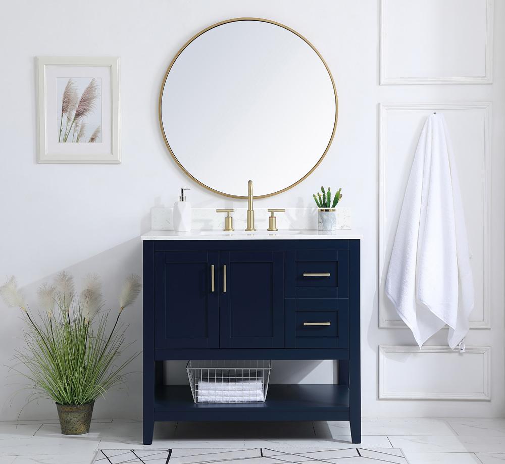 Elegant Furniture & Lighting - Aubrey 36 inch Single Bathroom Vanity in Blue with Backsplash - VF16036BL-BS veiw 10