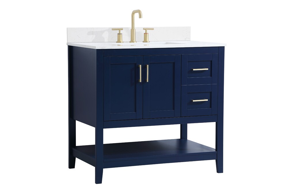 Elegant Furniture & Lighting - Aubrey 36 inch Single Bathroom Vanity in Blue with Backsplash - VF16036BL-BS veiw 13
