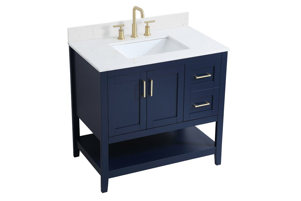 Elegant Furniture & Lighting - Aubrey 36 inch Single Bathroom Vanity in Blue with Backsplash - VF16036BL-BS veiw 14