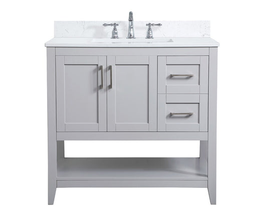 Elegant Furniture & Lighting - Aubrey 36 inch Single Bathroom Vanity in Grey with Backsplash - VF16036GR-BS veiw 1