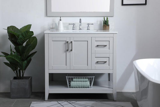 Elegant Furniture & Lighting - Aubrey 36 inch Single Bathroom Vanity in Grey with Backsplash - VF16036GR-BS veiw 2