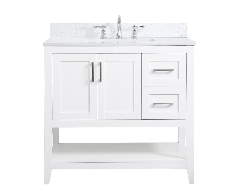 Elegant Furniture & Lighting - Aubrey 36 inch Single Bathroom Vanity in White with Backsplash - VF16036WH-BS veiw 1