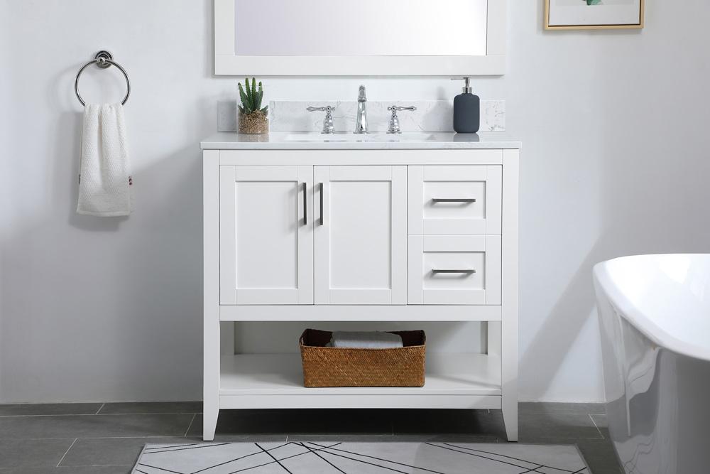 Elegant Furniture & Lighting - Aubrey 36 inch Single Bathroom Vanity in White with Backsplash - VF16036WH-BS veiw 2