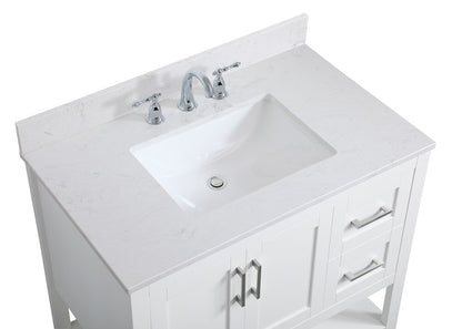 Elegant Furniture & Lighting - Aubrey 36 inch Single Bathroom Vanity in White with Backsplash - VF16036WH-BS veiw 4
