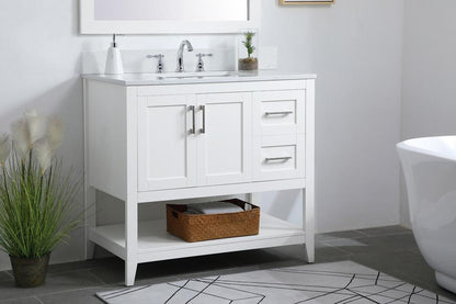 Elegant Furniture & Lighting - Aubrey 36 inch Single Bathroom Vanity in White with Backsplash - VF16036WH-BS veiw 8