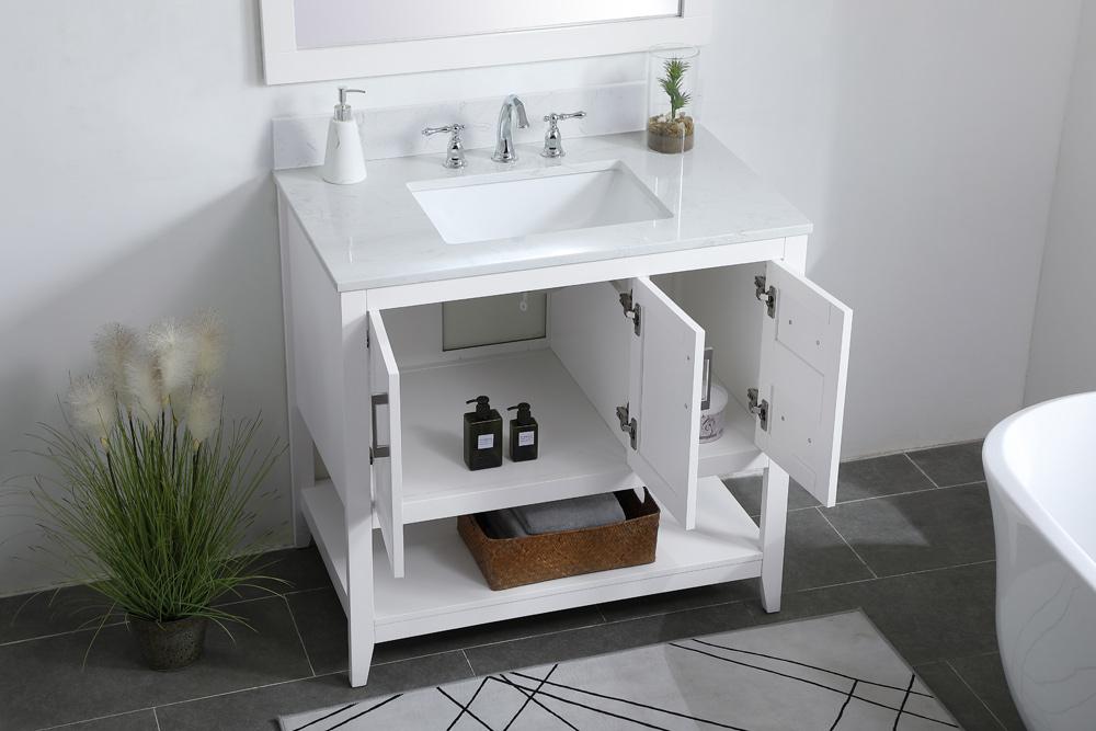 Elegant Furniture & Lighting - Aubrey 36 inch Single Bathroom Vanity in White with Backsplash - VF16036WH-BS veiw 9