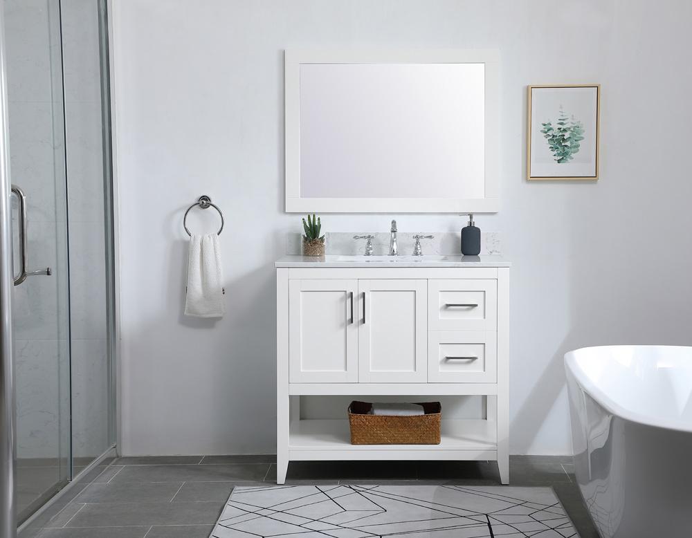 Elegant Furniture & Lighting - Aubrey 36 inch Single Bathroom Vanity in White with Backsplash - VF16036WH-BS veiw 13