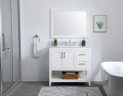 Elegant Furniture & Lighting - Aubrey 36 inch Single Bathroom Vanity in White with Backsplash - VF16036WH-BS veiw 13