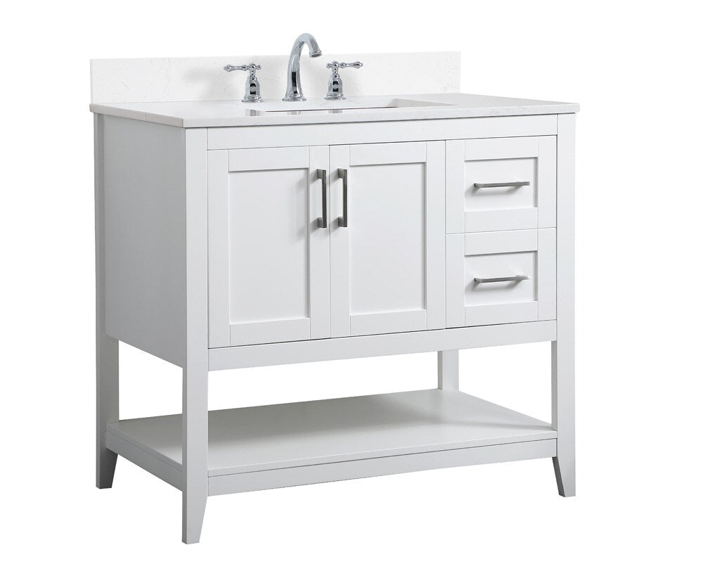 Elegant Furniture & Lighting - Aubrey 36 inch Single Bathroom Vanity in White with Backsplash - VF16036WH-BS veiw 14