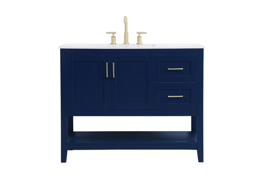 Elegant Furniture & Lighting - Aubrey 42 inch Single Bathroom Vanity in Blue - VF16042BL veiw 1