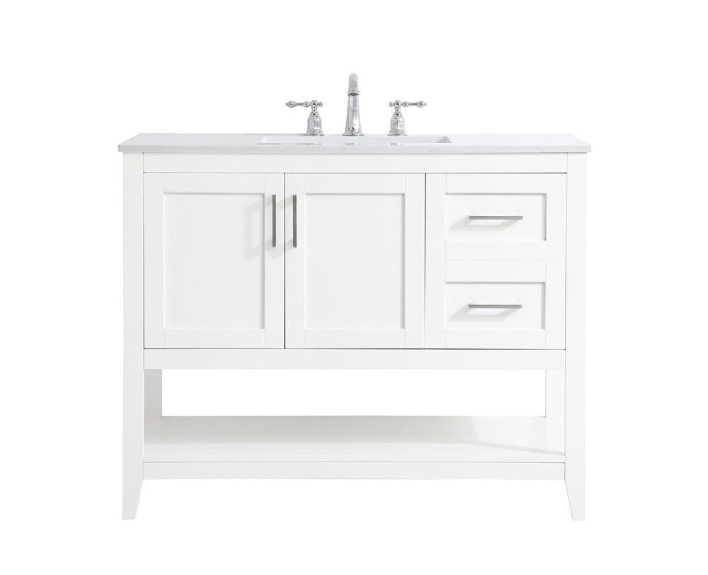 Elegant Furniture & Lighting - Aubrey 42 inch Single Bathroom Vanity in White - VF16042WH veiw 1