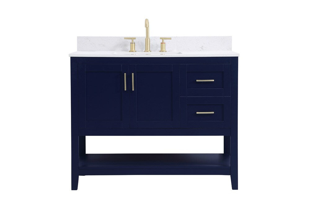 Elegant Furniture & Lighting - Aubrey 42 inch Single Bathroom Vanity in Blue with Backsplash - VF16042BL-BS veiw 1