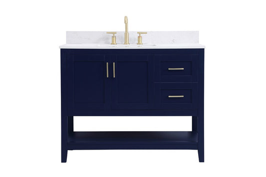 Elegant Furniture & Lighting - Aubrey 42 inch Single Bathroom Vanity in Blue with Backsplash - VF16042BL-BS veiw 1