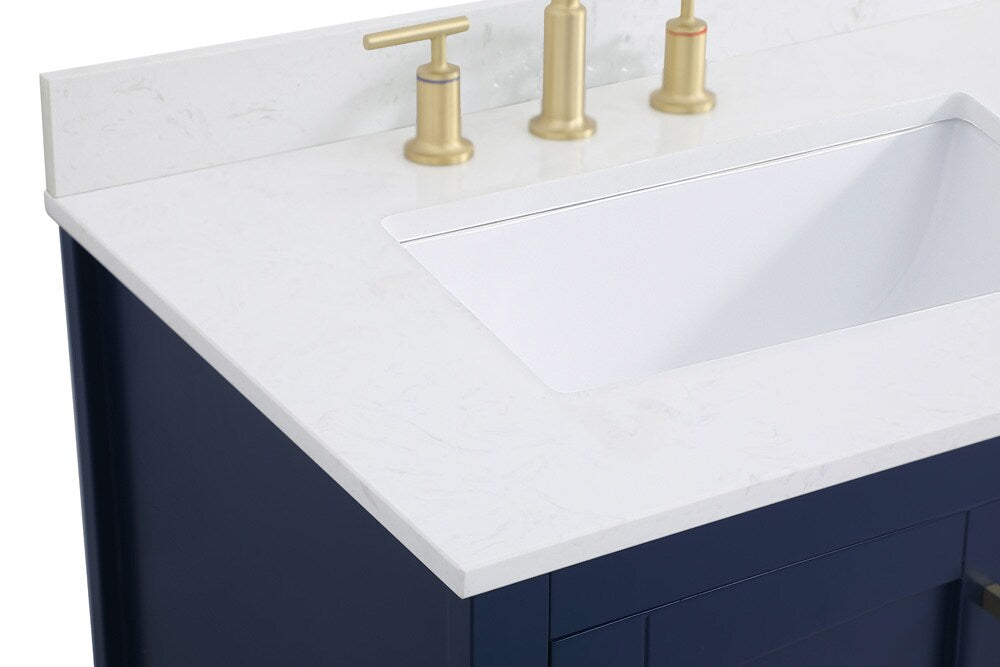 Elegant Furniture & Lighting - Aubrey 42 inch Single Bathroom Vanity in Blue with Backsplash - VF16042BL-BS veiw 3