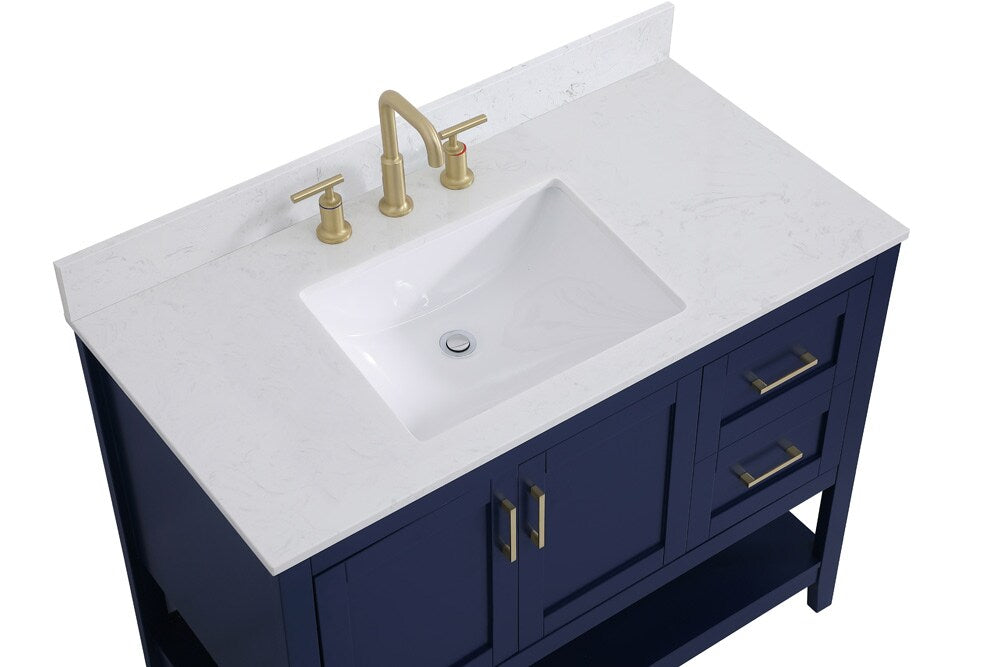 Elegant Furniture & Lighting - Aubrey 42 inch Single Bathroom Vanity in Blue with Backsplash - VF16042BL-BS veiw 4