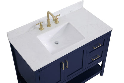 Elegant Furniture & Lighting - Aubrey 42 inch Single Bathroom Vanity in Blue with Backsplash - VF16042BL-BS veiw 4