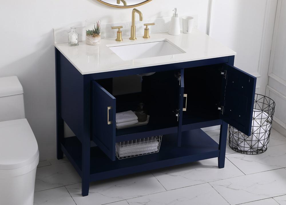 Elegant Furniture & Lighting - Aubrey 42 inch Single Bathroom Vanity in Blue with Backsplash - VF16042BL-BS veiw 9