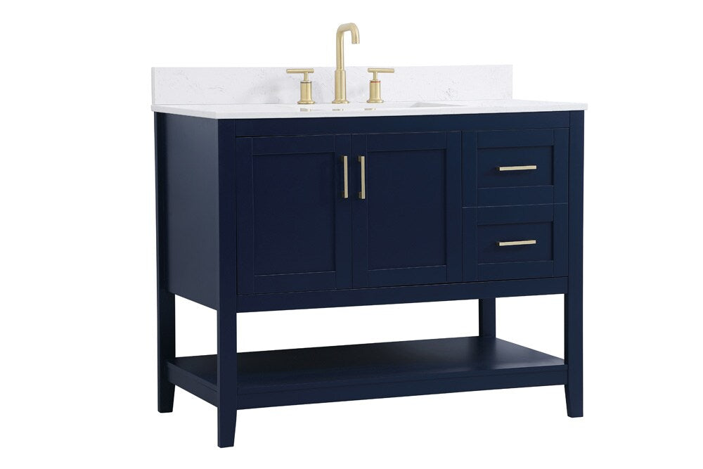 Elegant Furniture & Lighting - Aubrey 42 inch Single Bathroom Vanity in Blue with Backsplash - VF16042BL-BS veiw 13
