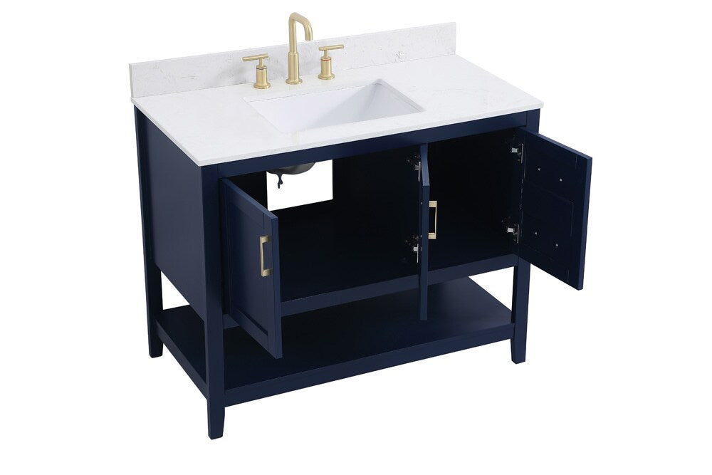 Elegant Furniture & Lighting - Aubrey 42 inch Single Bathroom Vanity in Blue with Backsplash - VF16042BL-BS veiw 15
