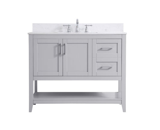 Elegant Furniture & Lighting - Aubrey 42 inch Single Bathroom Vanity in Grey with Backsplash - VF16042GR-BS veiw 1