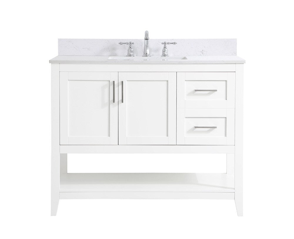Elegant Furniture & Lighting - Aubrey 42 inch Single Bathroom Vanity in White with Backsplash - VF16042WH-BS veiw 1