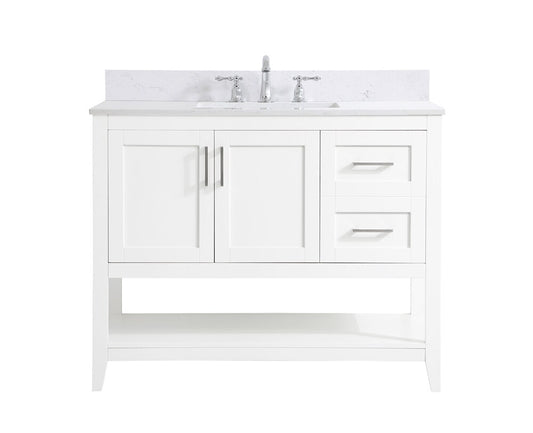 Elegant Furniture & Lighting - Aubrey 42 inch Single Bathroom Vanity in White with Backsplash - VF16042WH-BS veiw 1