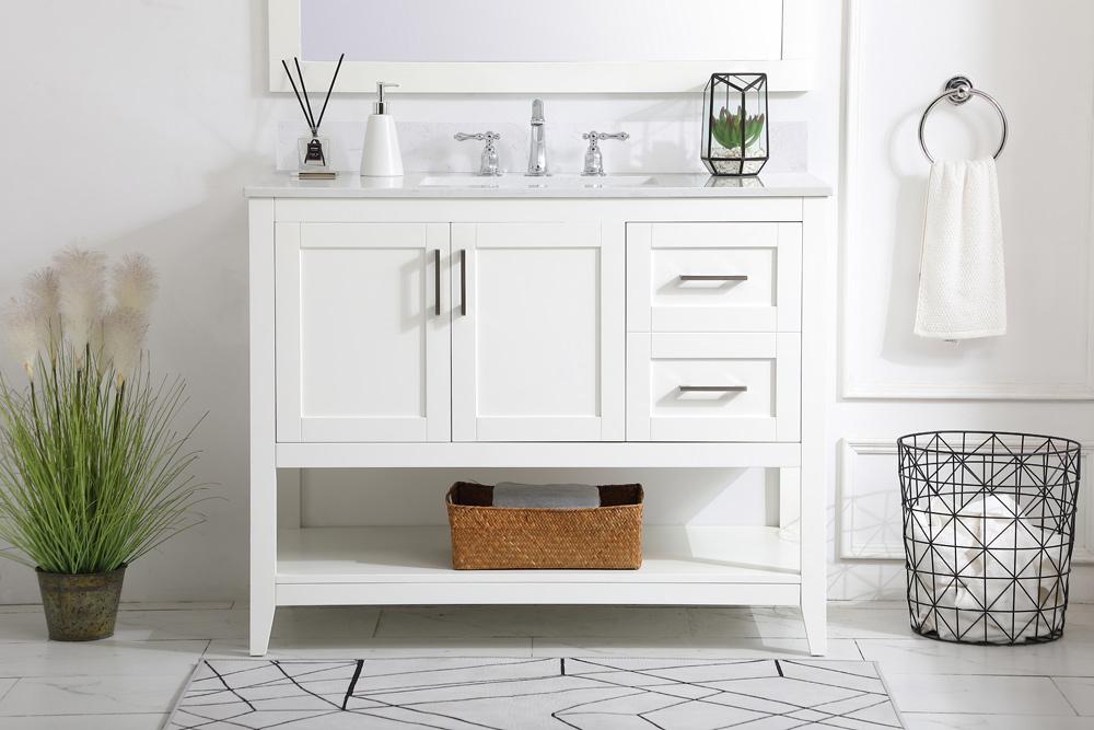 Elegant Furniture & Lighting - Aubrey 42 inch Single Bathroom Vanity in White with Backsplash - VF16042WH-BS veiw 2