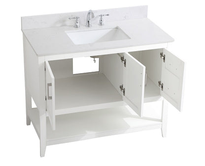Elegant Furniture & Lighting - Aubrey 42 inch Single Bathroom Vanity in White with Backsplash - VF16042WH-BS veiw 3