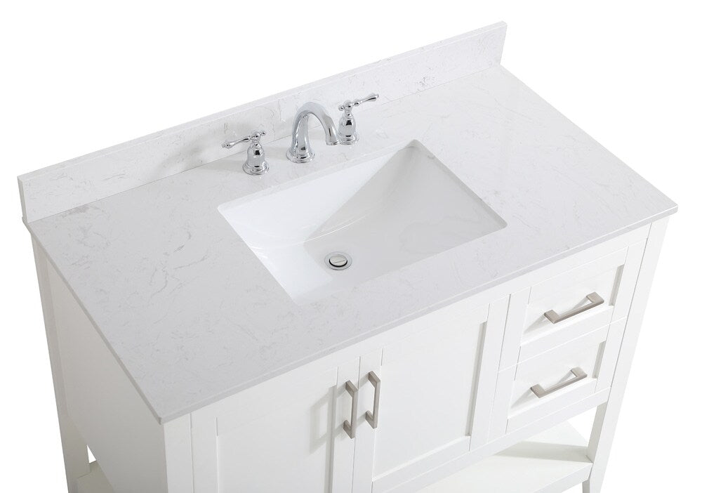 Elegant Furniture & Lighting - Aubrey 42 inch Single Bathroom Vanity in White with Backsplash - VF16042WH-BS veiw 4