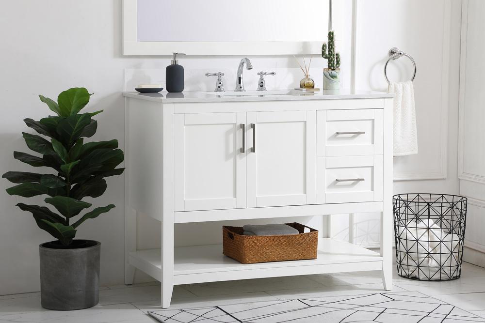 Elegant Furniture & Lighting - Aubrey 42 inch Single Bathroom Vanity in White with Backsplash - VF16042WH-BS veiw 8
