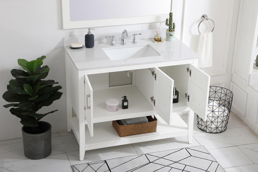 Elegant Furniture & Lighting - Aubrey 42 inch Single Bathroom Vanity in White with Backsplash - VF16042WH-BS veiw 9
