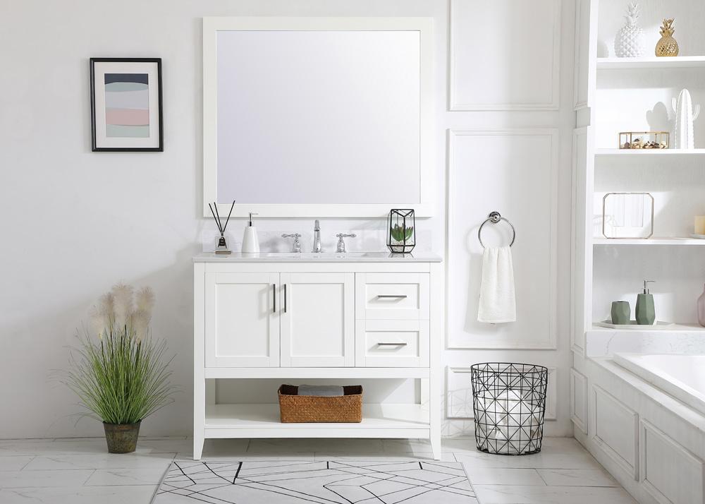 Elegant Furniture & Lighting - Aubrey 42 inch Single Bathroom Vanity in White with Backsplash - VF16042WH-BS veiw 13