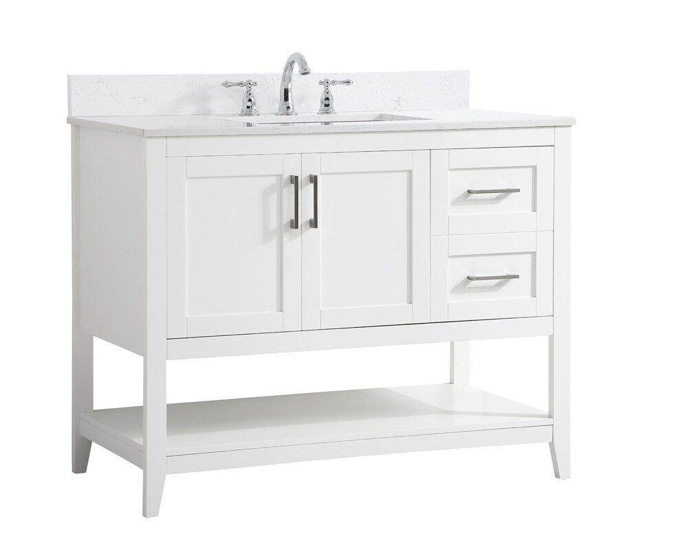 Elegant Furniture & Lighting - Aubrey 42 inch Single Bathroom Vanity in White with Backsplash - VF16042WH-BS veiw 14