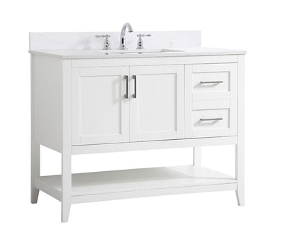 Elegant Furniture & Lighting - Aubrey 42 inch Single Bathroom Vanity in White with Backsplash - VF16042WH-BS veiw 14