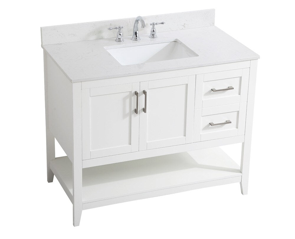 Elegant Furniture & Lighting - Aubrey 42 inch Single Bathroom Vanity in White with Backsplash - VF16042WH-BS veiw 15