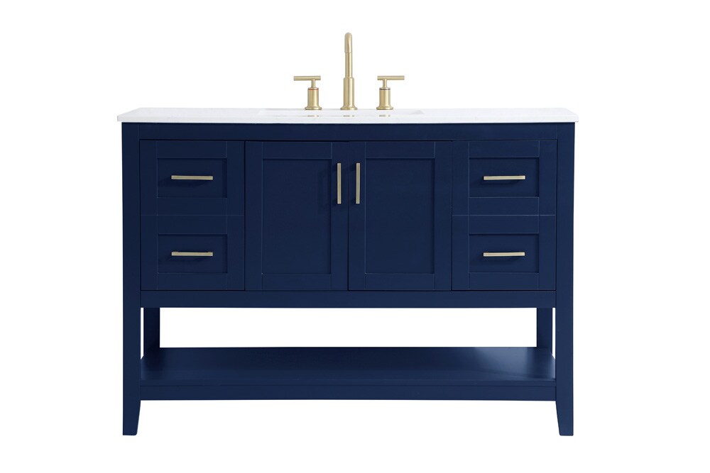Elegant Furniture & Lighting - Aubrey 48 inch Single Bathroom Vanity in Blue - VF16048BL veiw 1