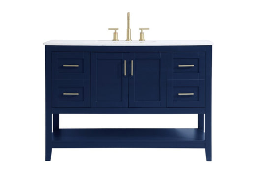 Elegant Furniture & Lighting - Aubrey 48 inch Single Bathroom Vanity in Blue - VF16048BL veiw 1