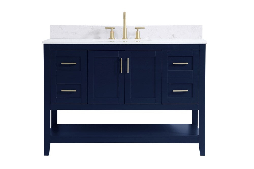 Elegant Furniture & Lighting - Aubrey 48 inch Single Bathroom Vanity in Blue with Backsplash - VF16048BL-BS veiw 1