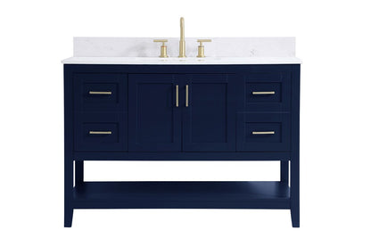Elegant Furniture & Lighting - Aubrey 48 inch Single Bathroom Vanity in Blue with Backsplash - VF16048BL-BS veiw 1