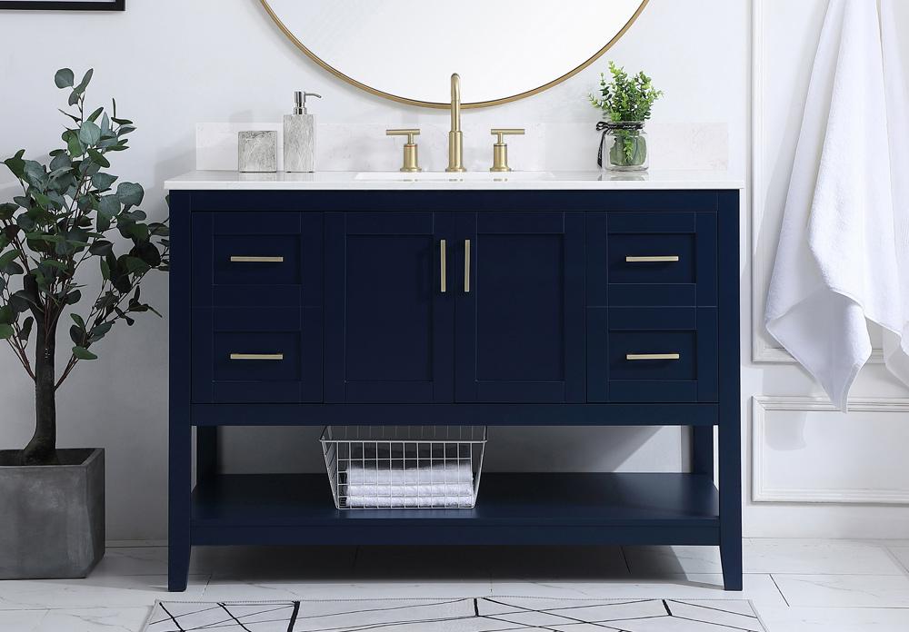 Elegant Furniture & Lighting - Aubrey 48 inch Single Bathroom Vanity in Blue with Backsplash - VF16048BL-BS veiw 2