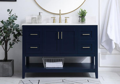 Elegant Furniture & Lighting - Aubrey 48 inch Single Bathroom Vanity in Blue with Backsplash - VF16048BL-BS veiw 2